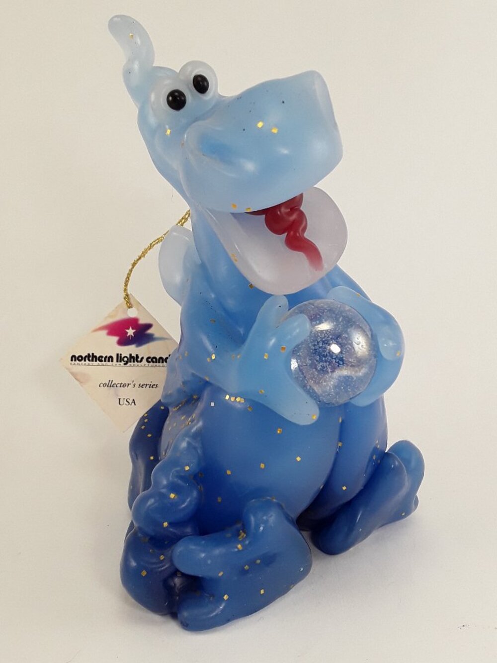 Vintage 5.5" Dragon w/ Crystal Ball Candle, Northern Lights Candles blue ombre'